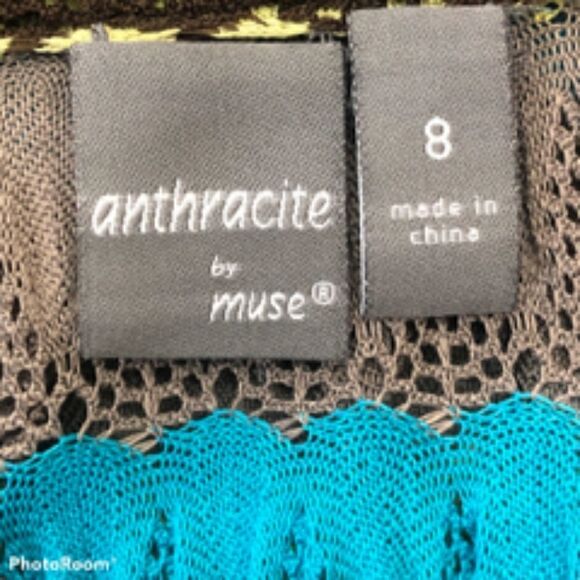 Anthracite by Muse Crocheted Striped Cardigan. Size 8. - Picture 3 of 5